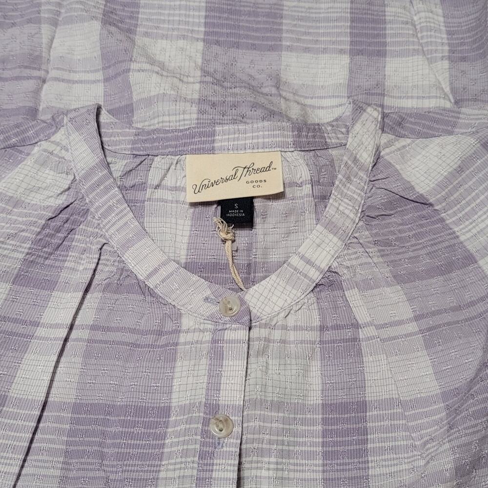 Universal Thread Lilac Plaid Button Down Blouse S… - image 5